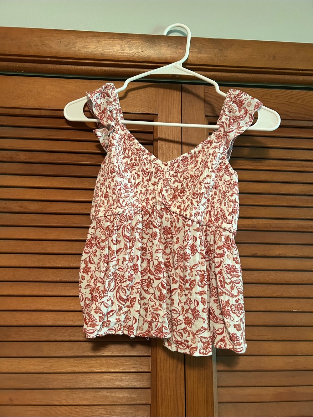 Hollister White Tank Top with Red Floral Print
